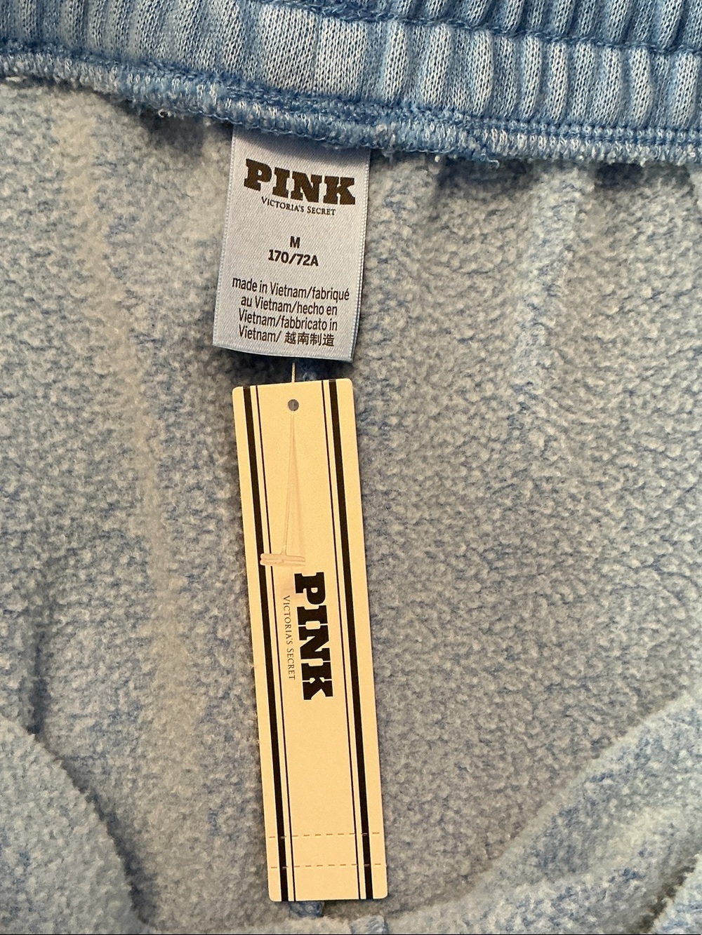 NWT Victoria’s Secret Pink Blue Shorts & Pockets & Drawstring Sz M Cotton Blend - Picture 4 of 10